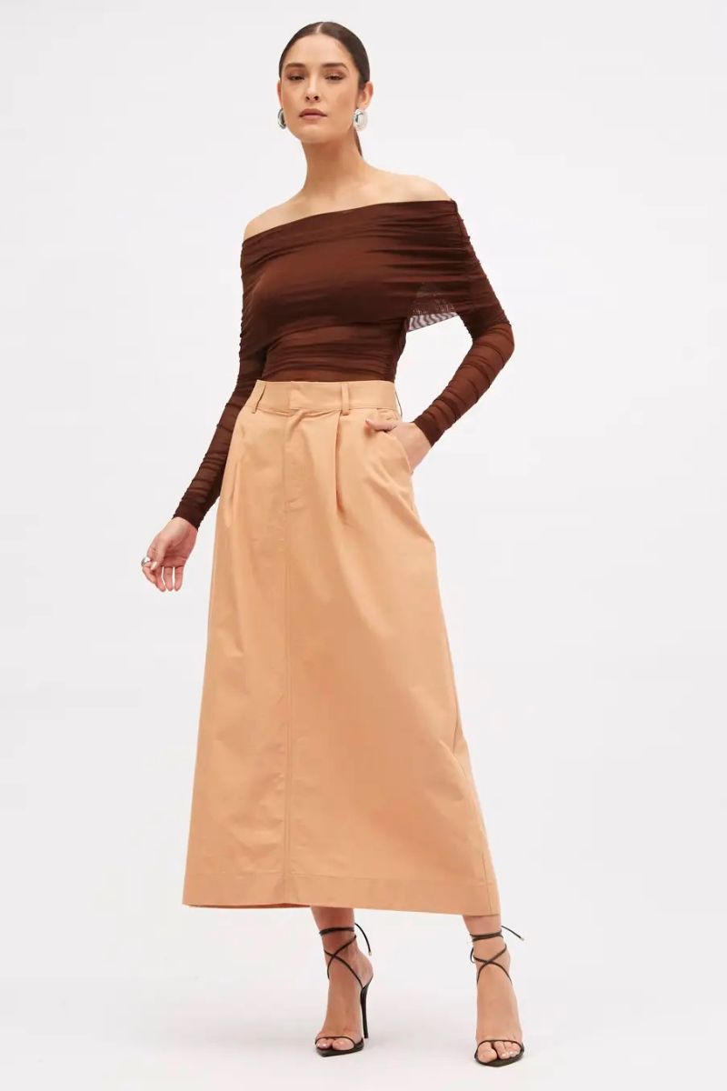 Saia Sommer Midi Bege Torrone