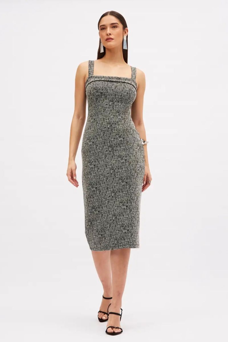Vestido Sommer Tweed Preto/Off-White