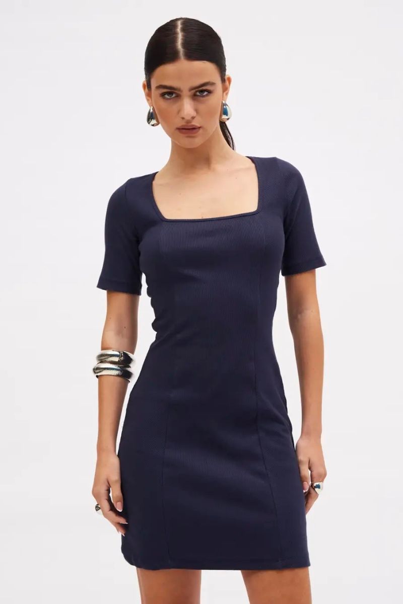 Vestido Sommer Curto Canelado Azul Olympic