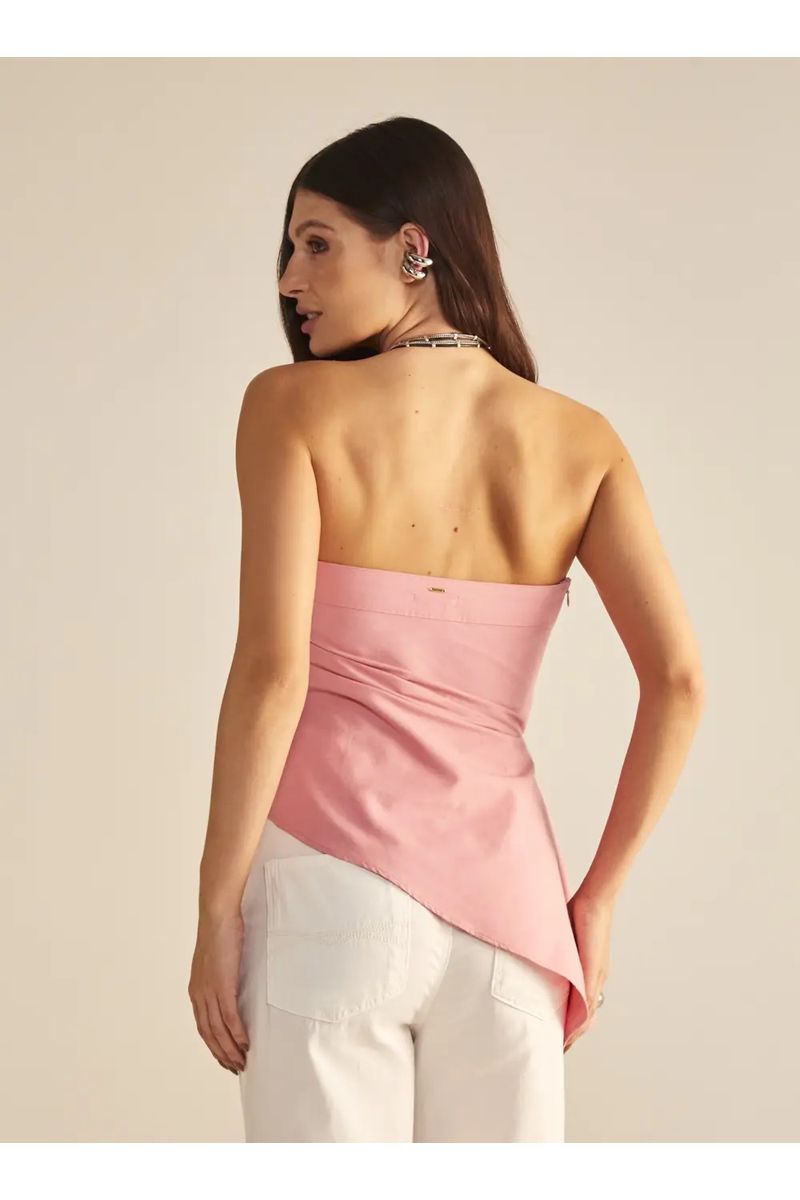 Blusa Tomara Que Caia Assimétrico Rosa