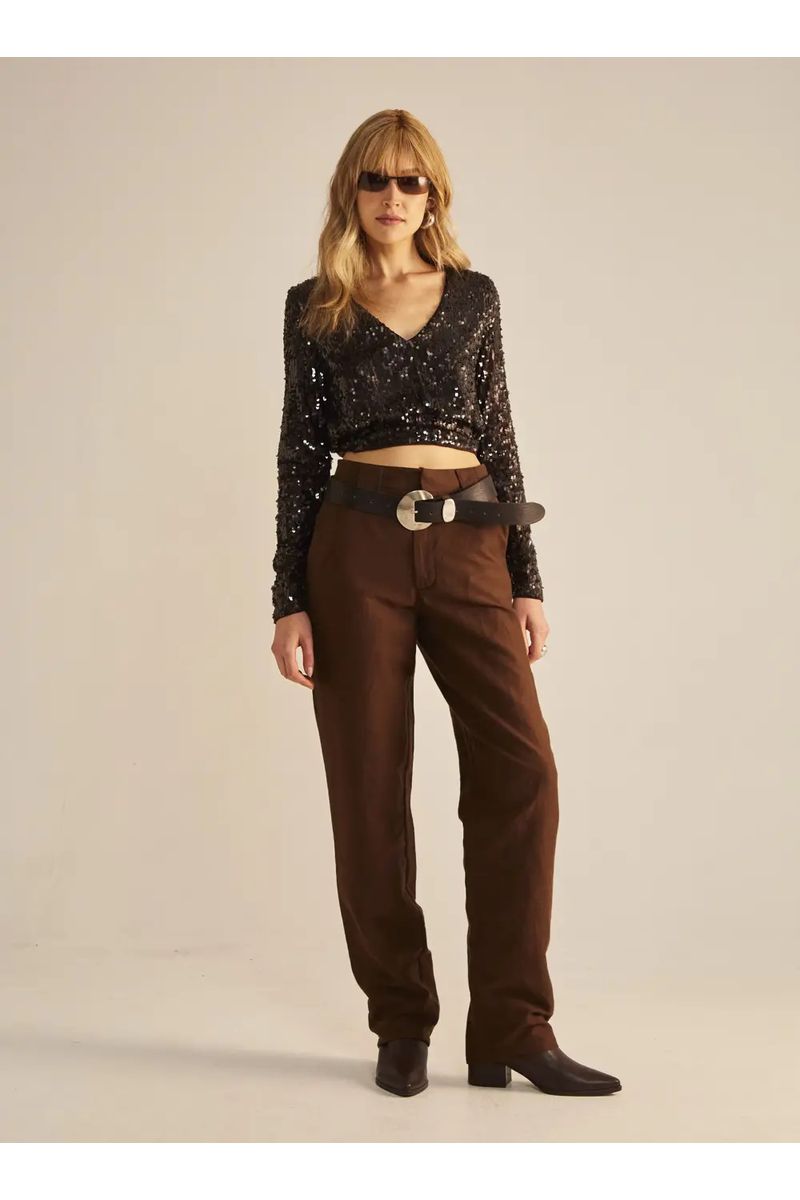 Calça Linho Marrom Nobuck