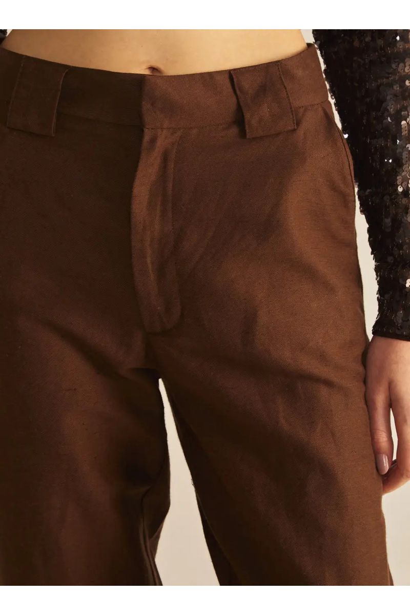 Calça Linho Marrom Nobuck