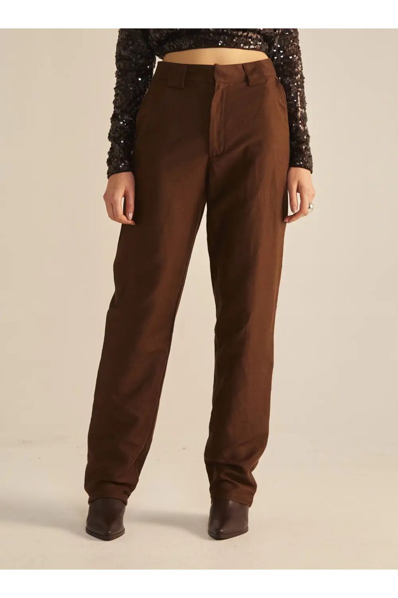 Calça Linho Marrom Nobuck
