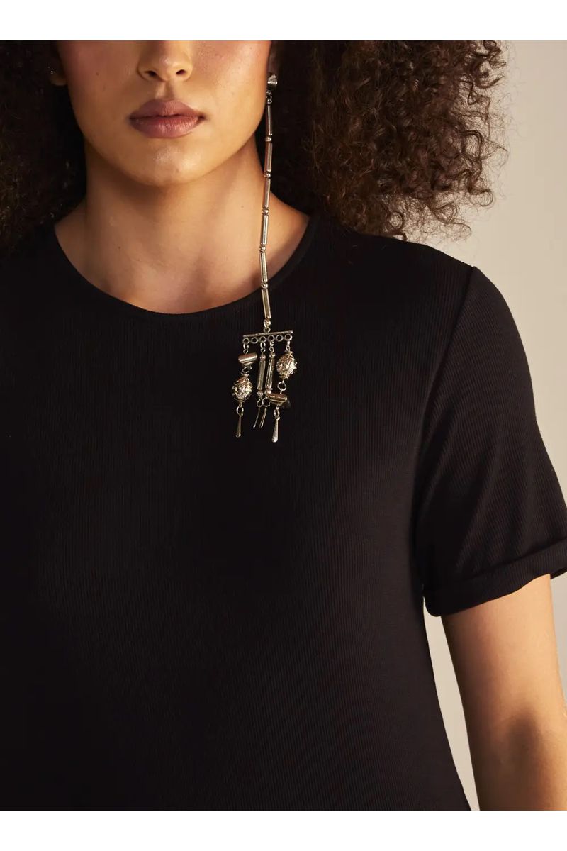 Vestido Midi Com Fenda Lateral Preto Sommer