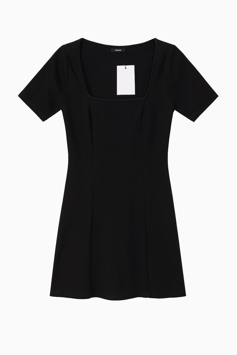 Vestido Sommer Curto Canelado Preto