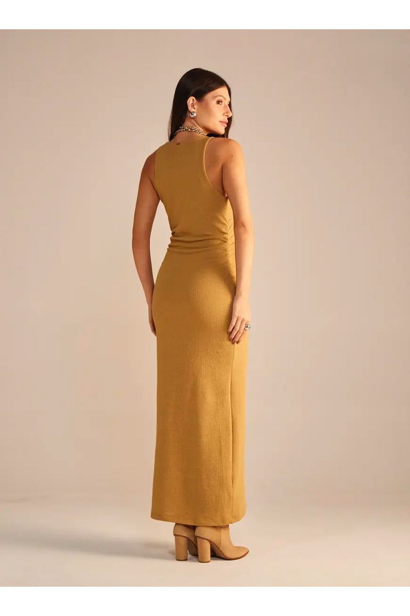 Vestido Slim Longo Decote Redondo