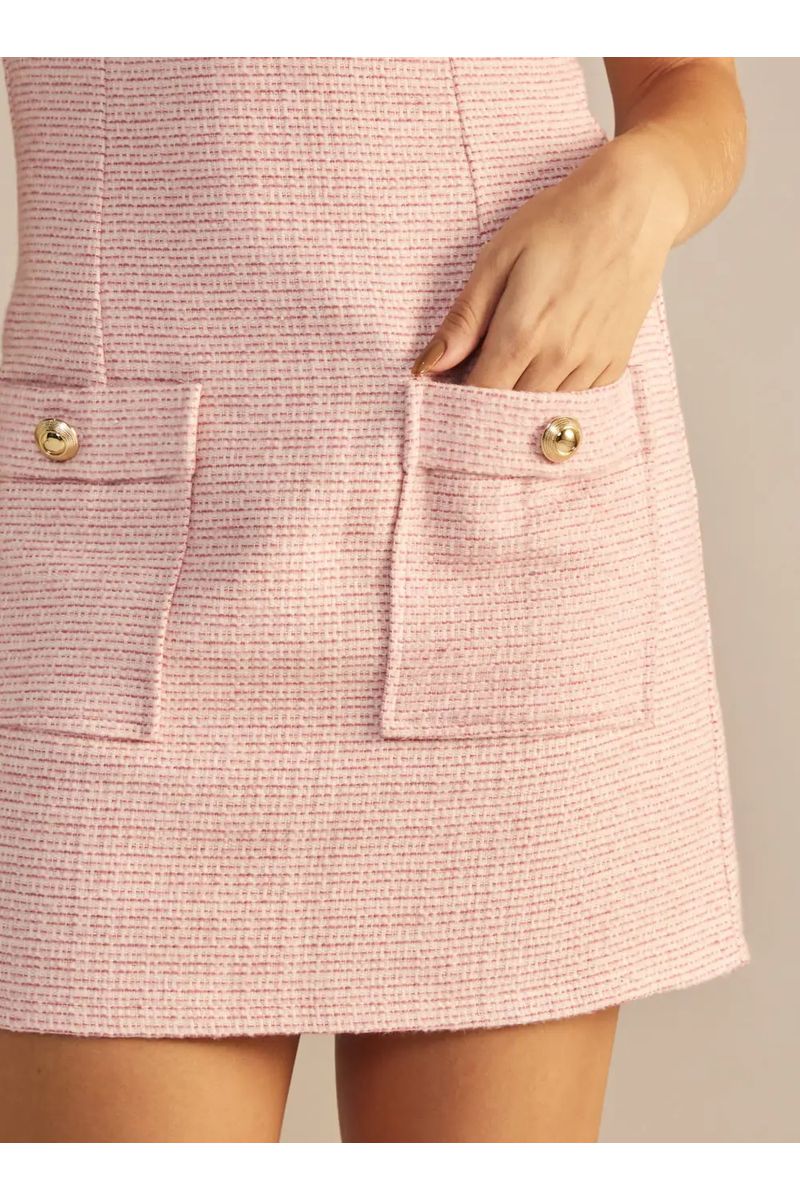 Vestido Curto Tweed Rosa Sommer