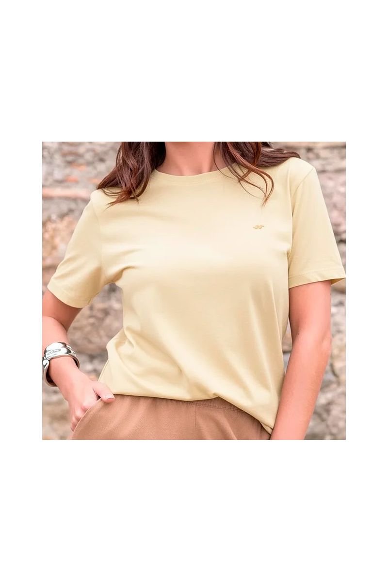 T-Shirt Algodão Básica Amarelo Claro