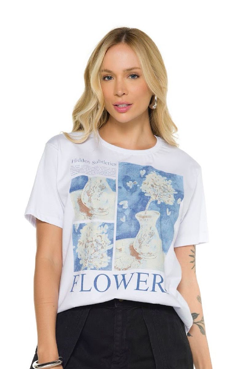 T-Shirt Algodão Flowers 