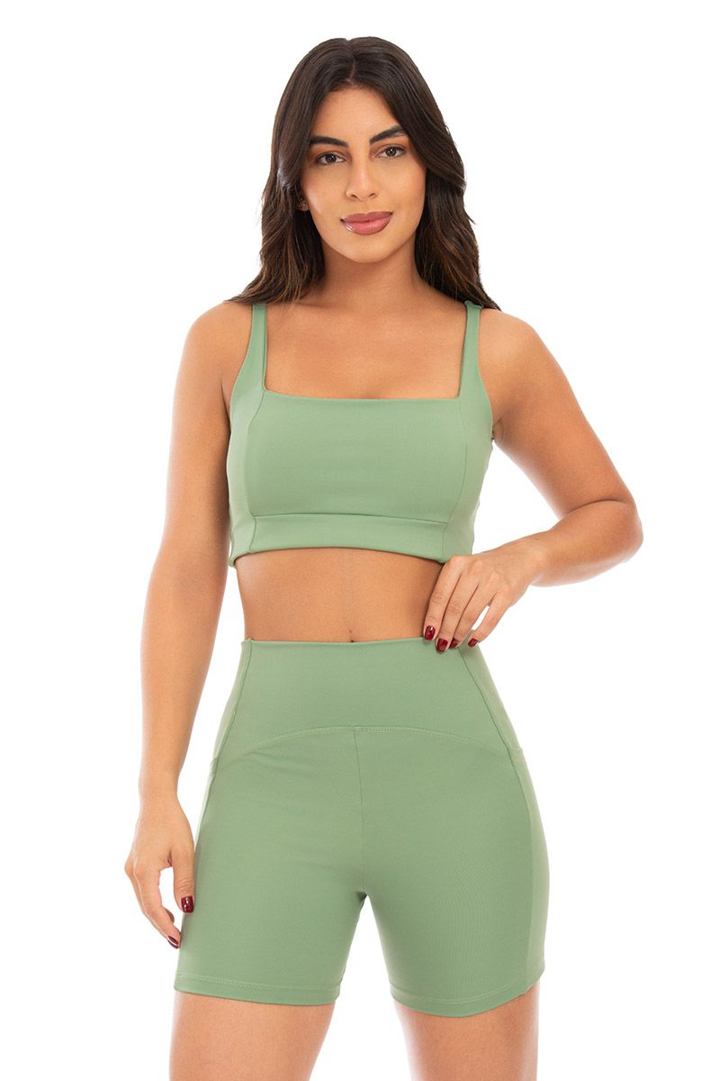 Conjunto Top Trace e Short Strong - Verde Oliva - ... - FIT ROOM 