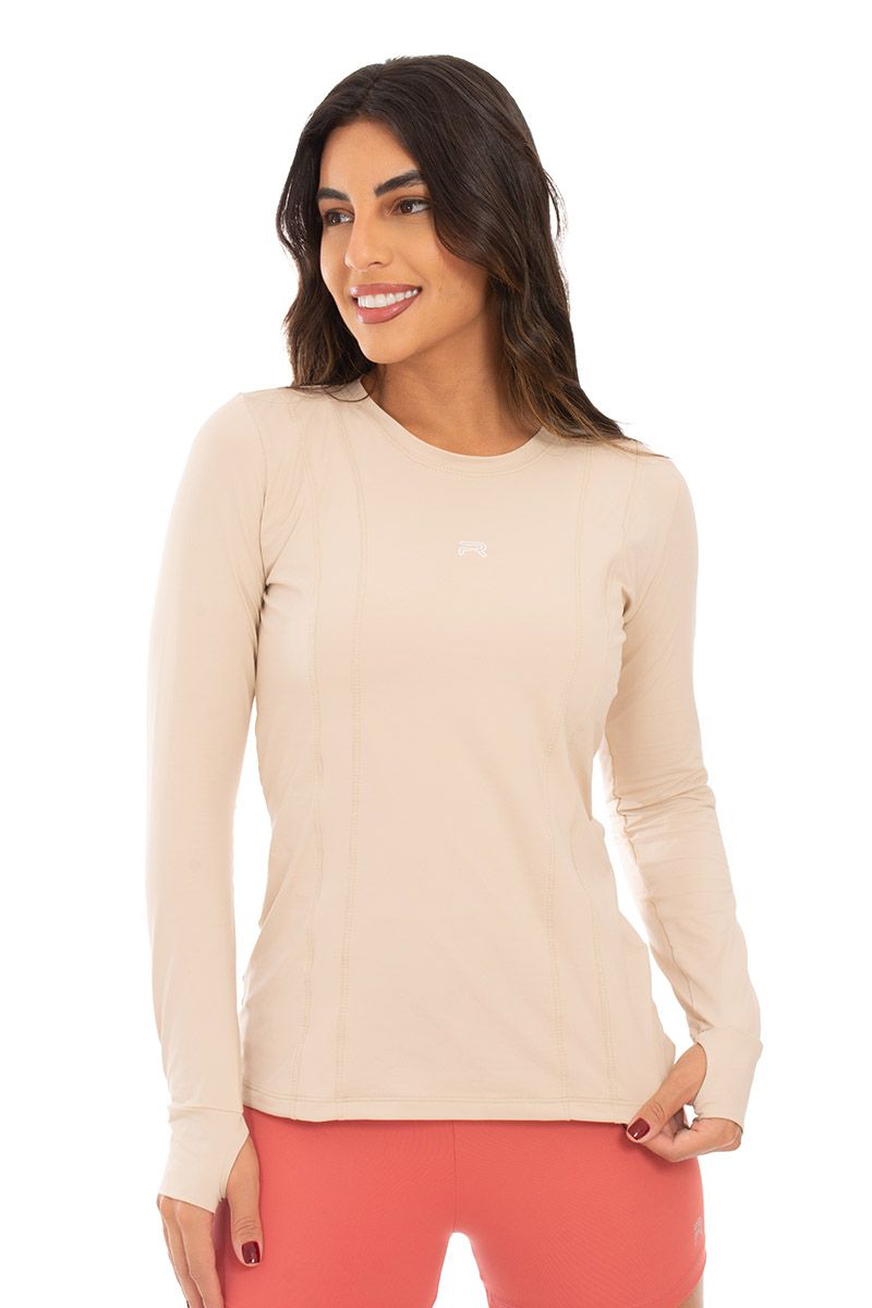 Camiseta Feminina Manga Longa - Areia - 2544 - FIT ROOM 