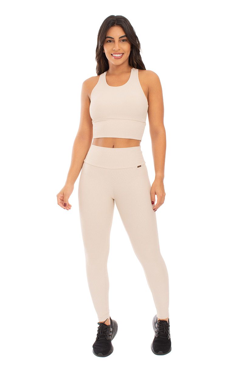 Conjunto Top Cropped e Calça Intense - Areia - 15 - FIT ROOM 