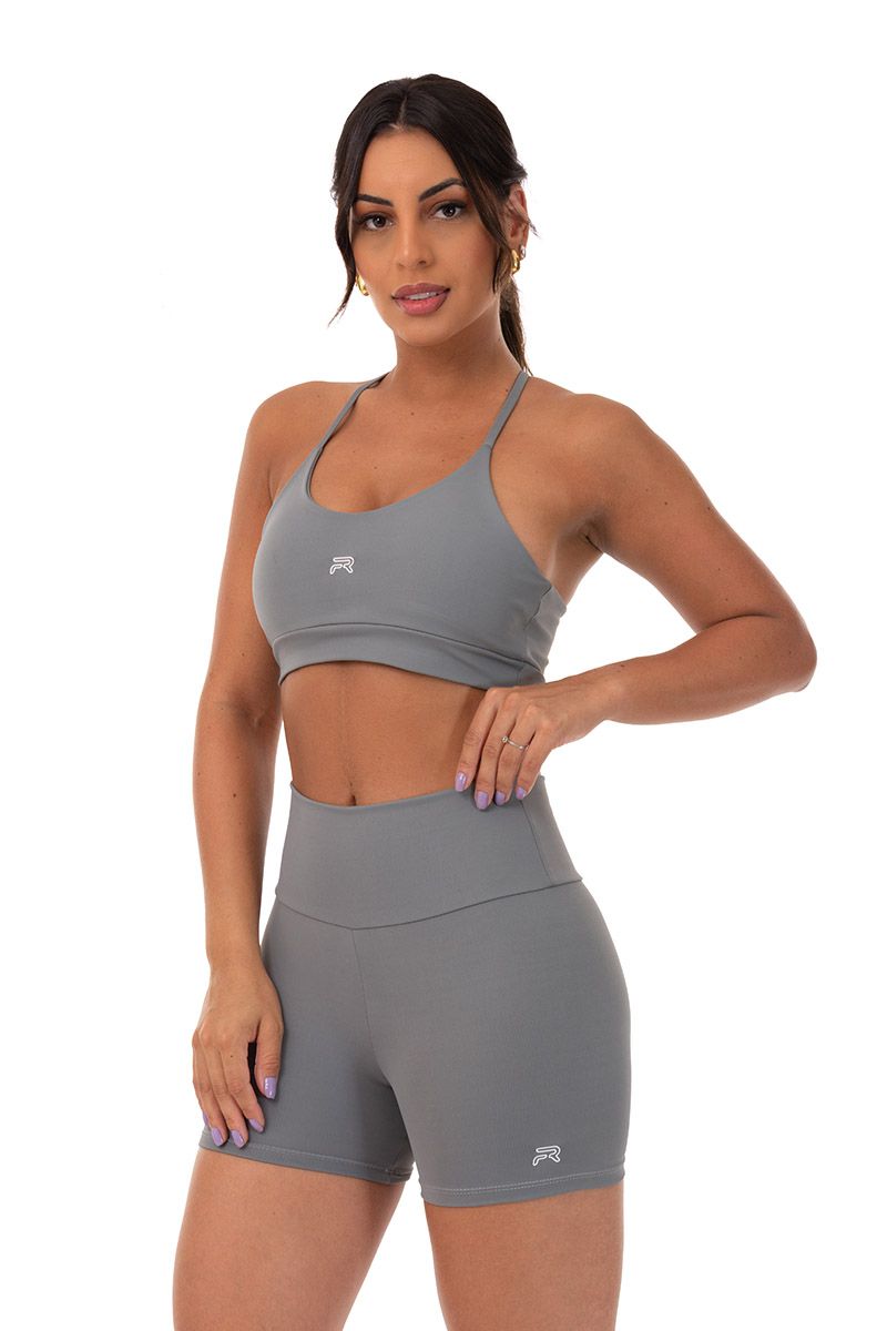 Conjunto Short Smash e Top Essencial - Cinza - 03 - FIT ROOM 
