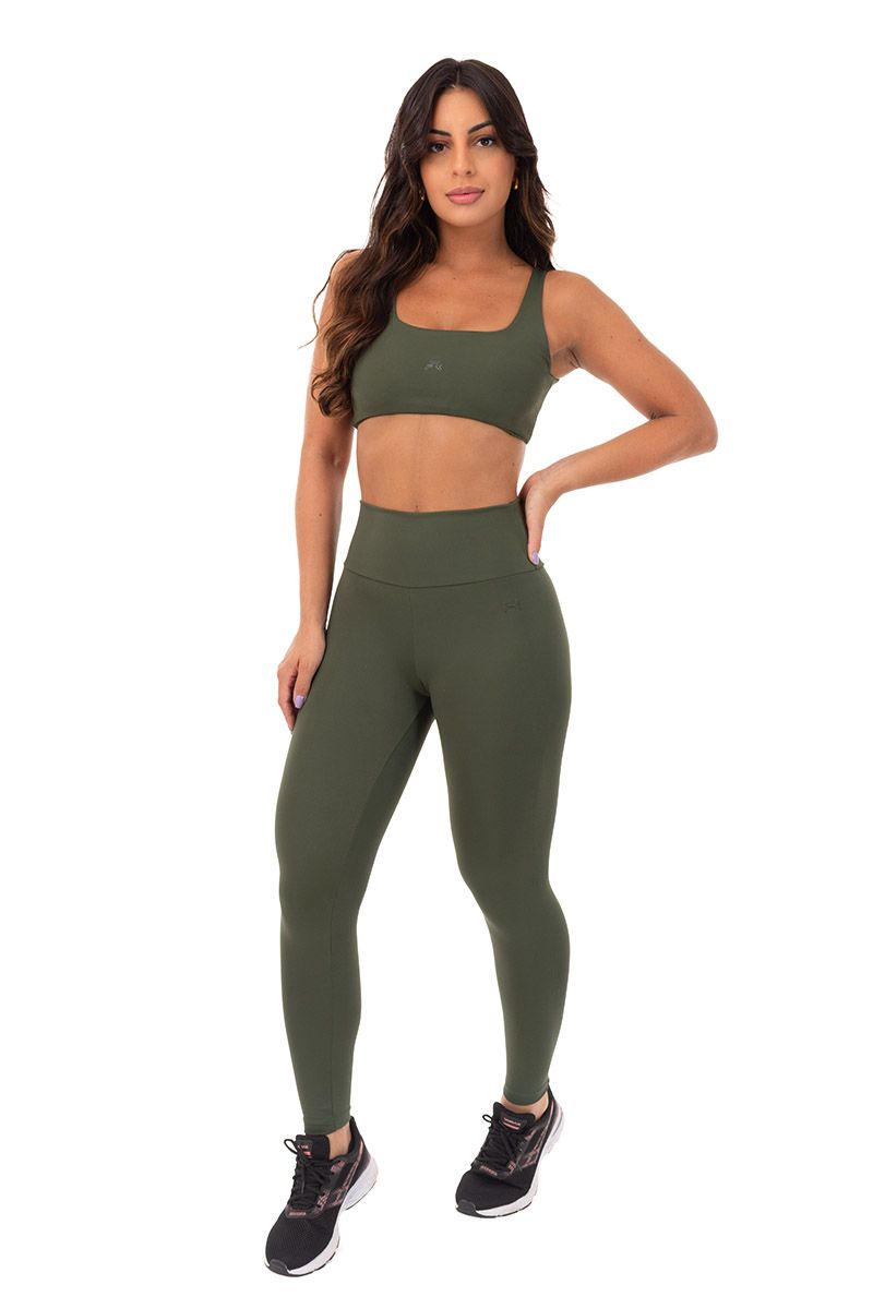 Conjunto Calça Slim E Top Slim - Verde Militar - 1... - FIT ROOM 
