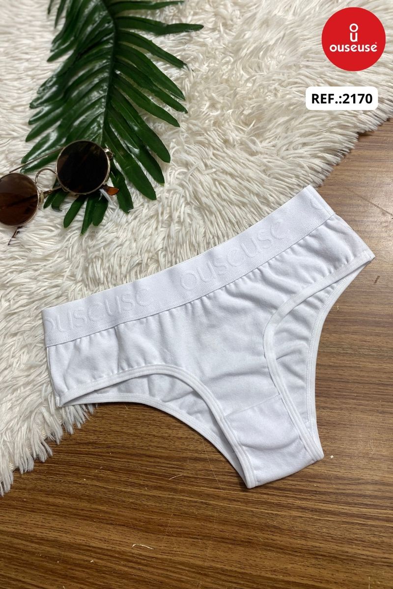 CALCINHA EM COTTON PENTEADO COM ELASTICO PERSONALI... - OUSEUSE