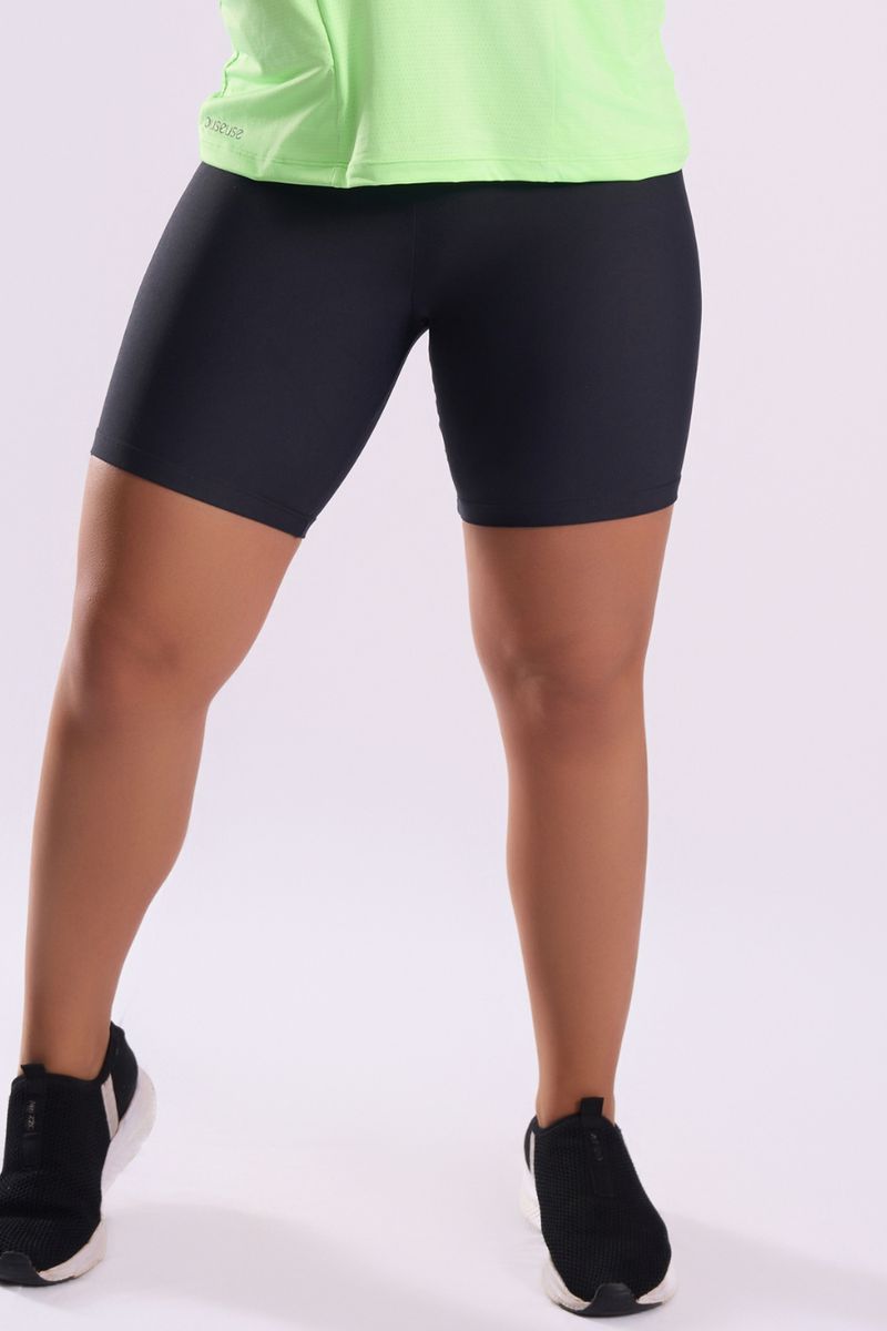 BERMUDA FEMININA FITNESS EM SUPLEX BASIC-PRETO - 4... - OUSEUSE