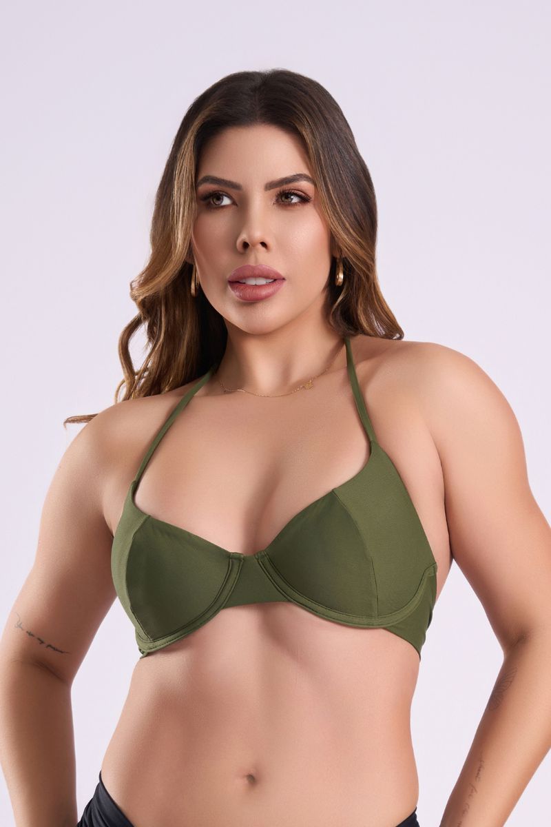 BUSTO PRAIA MEIA TAÇA SEM BOJO-VERDE MILITAR - 459... - OUSEUSE