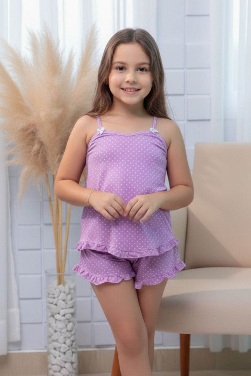 BABY DOOL INFANTIL EM LIGANETE-ESTAMPADO COM LILAS... - OUSEUSE