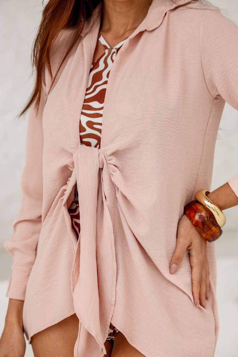 SAIDA DE PRAIA CHAMISE COM AMARRAÇÃO FRONTAL- NUDE... - OUSEUSE