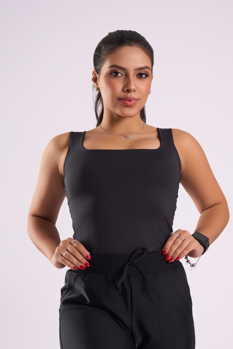 REGATA BASICA DECOTE QUADRADO- preto - 5396 - OUSEUSE