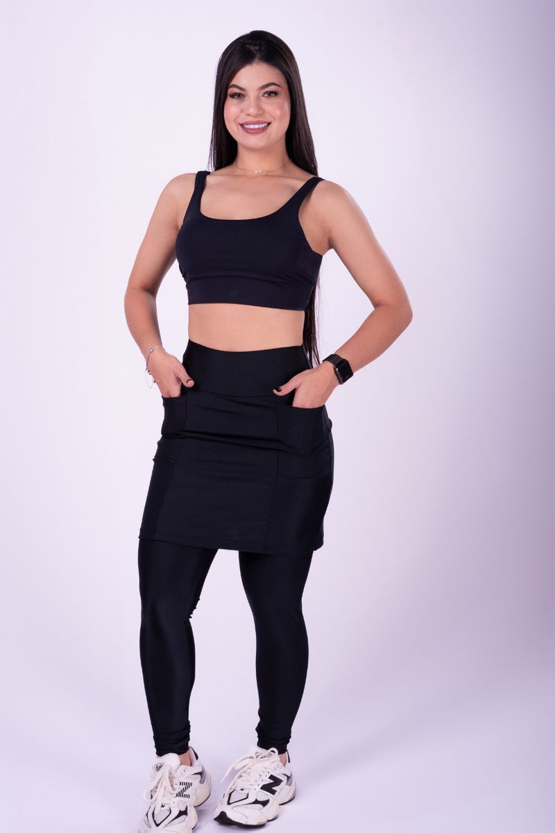 CALÇA LEGGING SAIA COM BOLSOS MODA MODESTA- preto ... - OUSEUSE
