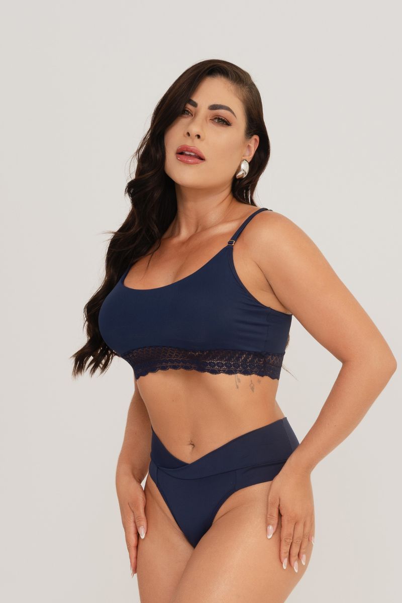 SUTOP EM MICROFIBRA COM A BASE EM RENDA E BOJO REM... - OUSEUSE