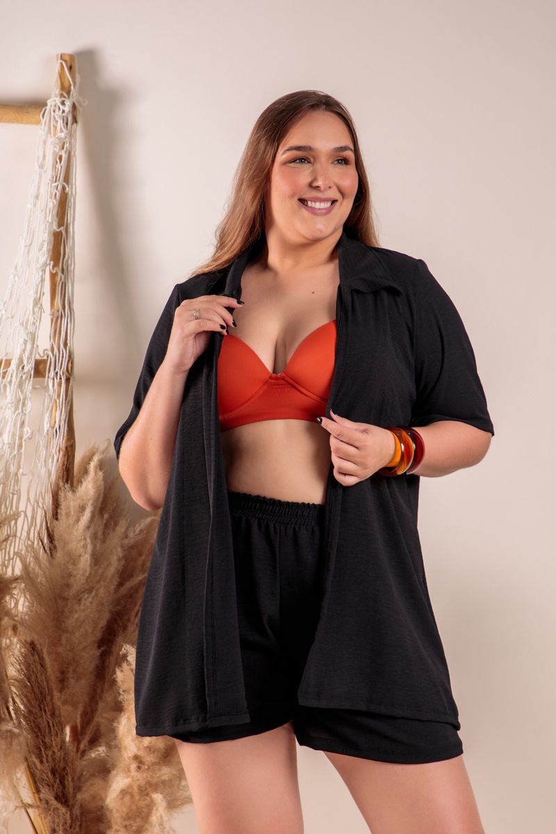 SAIDA DE PRAIA PLUS SIZE KIMONO COM SHORTS AIR FLO... - OUSEUSE