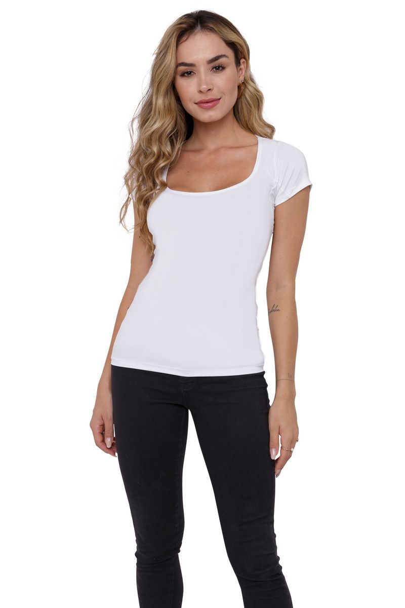 KIT 5 CAMISETAS FEMININA BRANCO - Anti Suor Skin S... - Skin Shirt