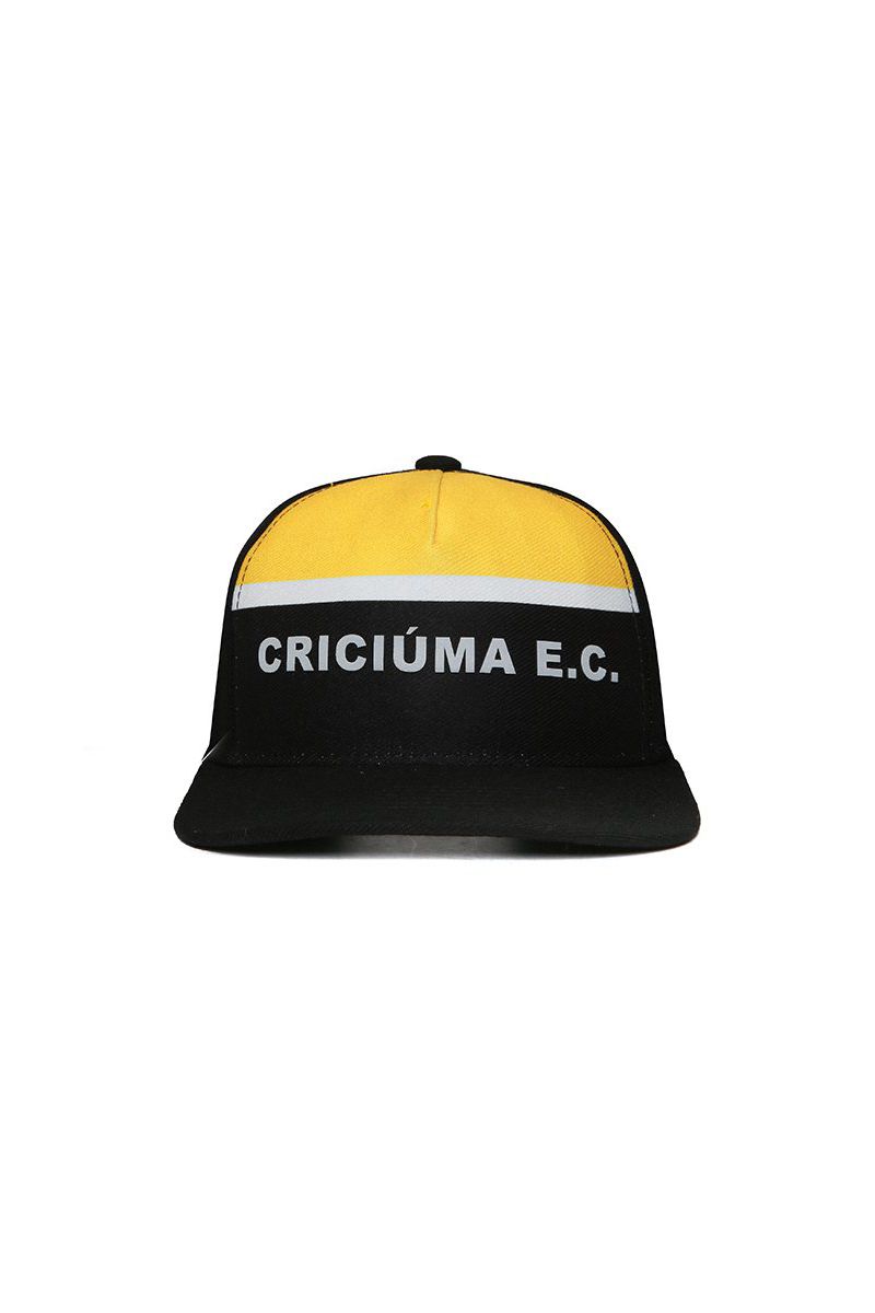 Bone Criciúma Preto Amarelo e Branco - Volt Sport 