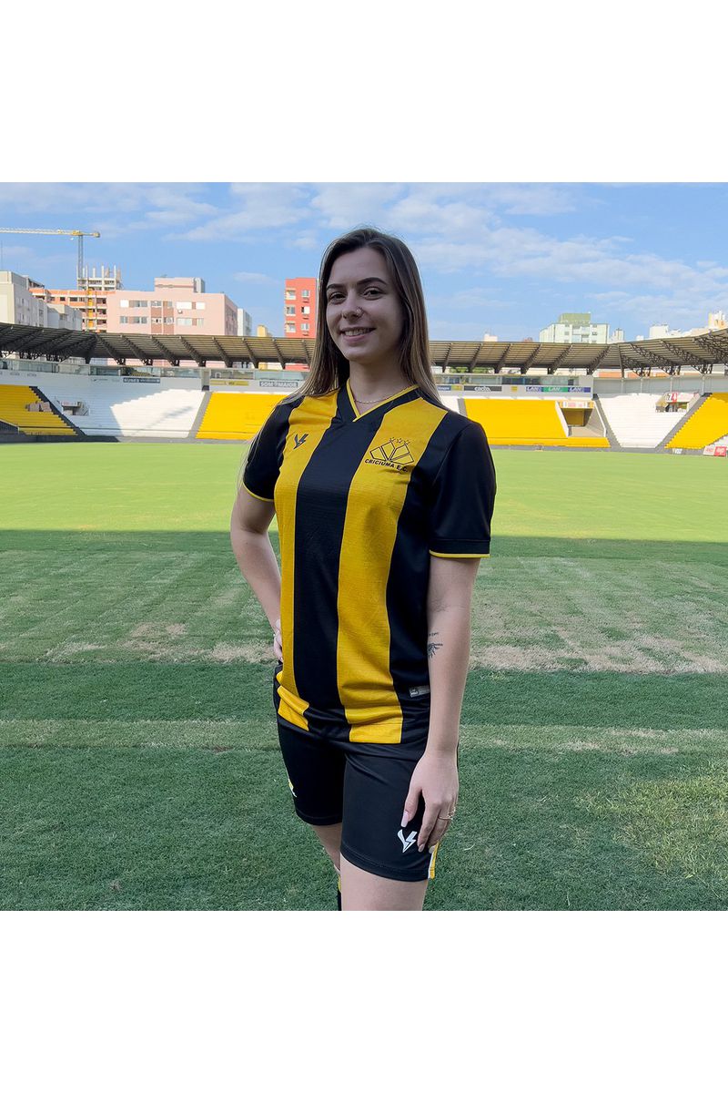 Camisa Feminina Jogo 4 Criciúma 2023 Preta e Amare... - Volt Sport 