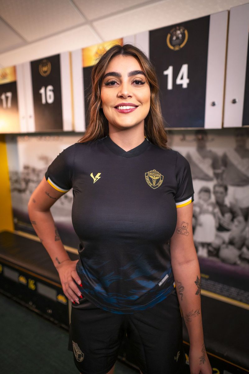 Camisa Feminina Jogo 3 Criciúma 2023 Preta e Azul ... - Volt Sport 