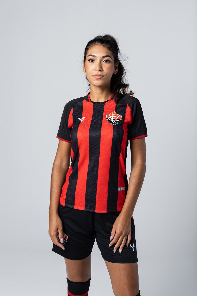 Camisa Feminina Jogo 1 2023 Vitória Preta e Vermel... - Volt Sport 