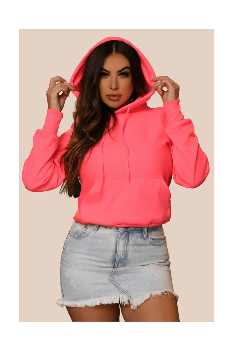 Blusa De Moletom Feminino Canguru I Rosa Neon