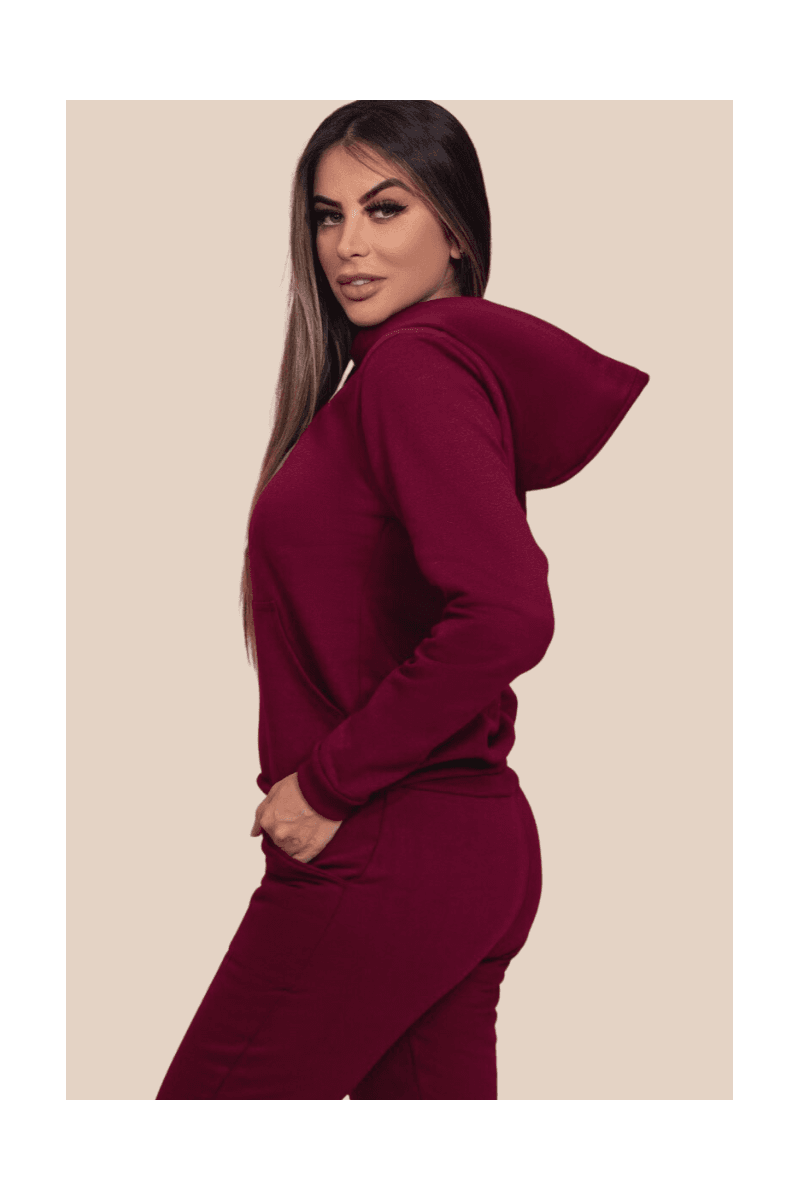 Conjunto Moletinho Feminino Zíper | Bordo