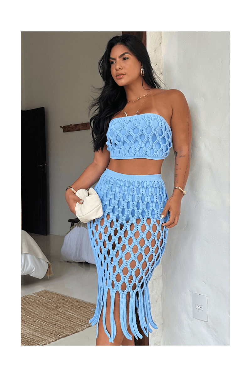 Conjunto Aurora Malha Azul Bebe