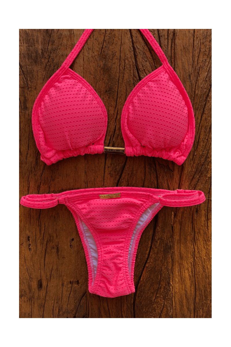 Biquíni Marquinha de Fita Textura Rosa Pipoquinha