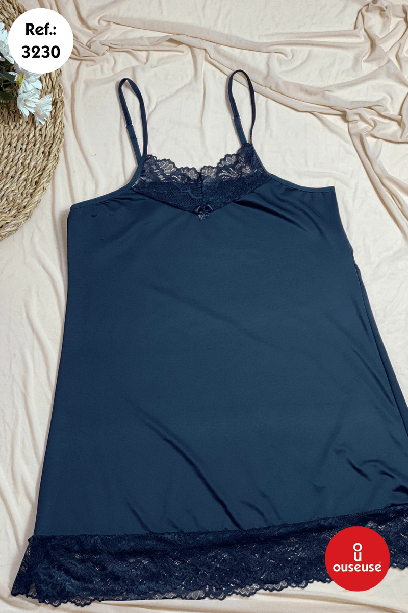 CAMISOLA EM LIGANETE DE POLIESTER COM RENDINHA NO ... - OUSEUSE