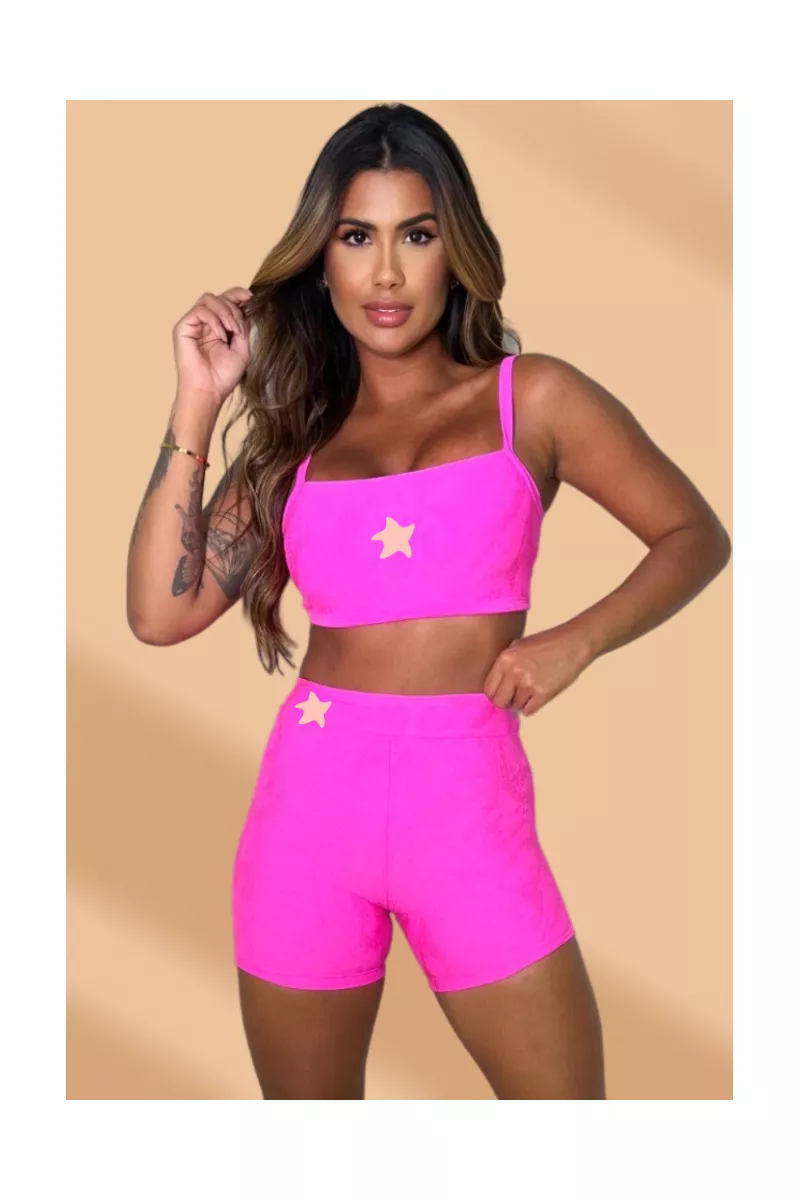Conjunto Fitness Pink Jacquard Evolution