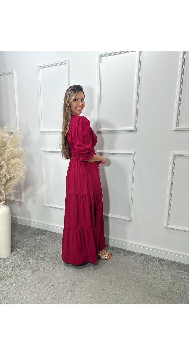 Vestido longo princesa feminino manga 3/4 Ref: 2894