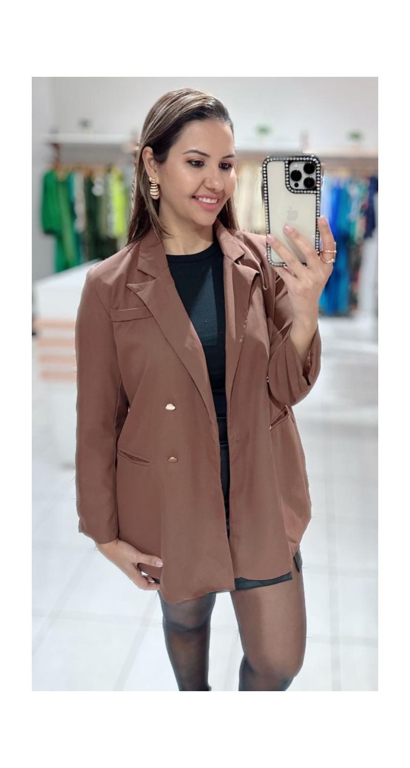Blazer alfaiataria oversized c/bolsos e cinto Ref:3193