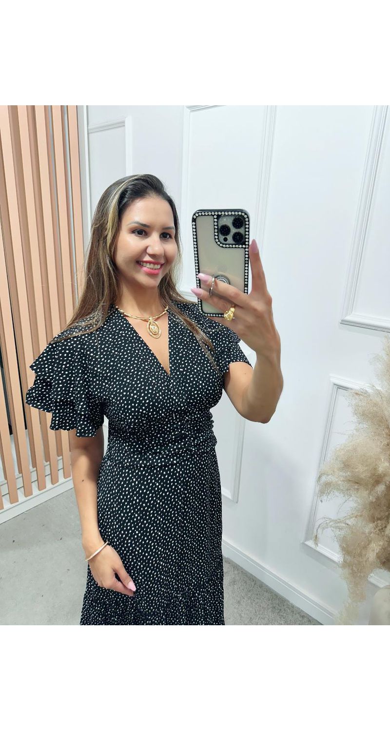 Vestido Estela manga dupla babados Ref:3429