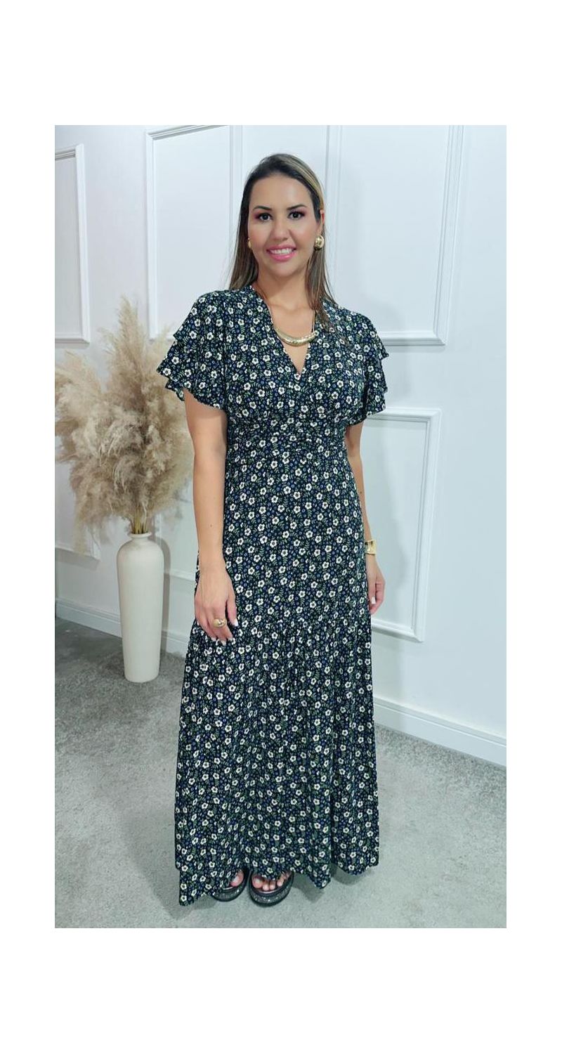 Vestido Estela manga dupla babados Ref:3429
