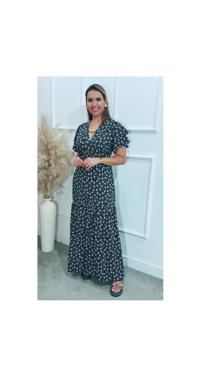 Vestido Estela manga dupla babados Ref:3429