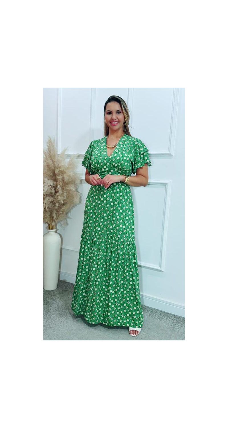 Vestido Estela manga dupla babados Ref:3429
