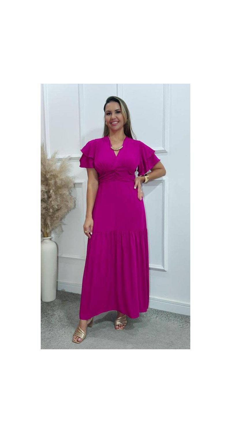 Vestido Estela manga dupla babados Ref:3429