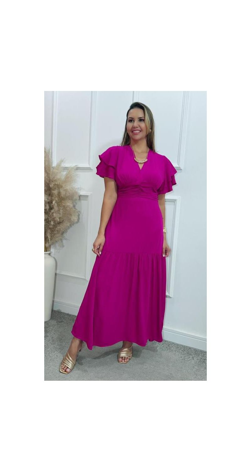Vestido Estela manga dupla babados Ref:3429