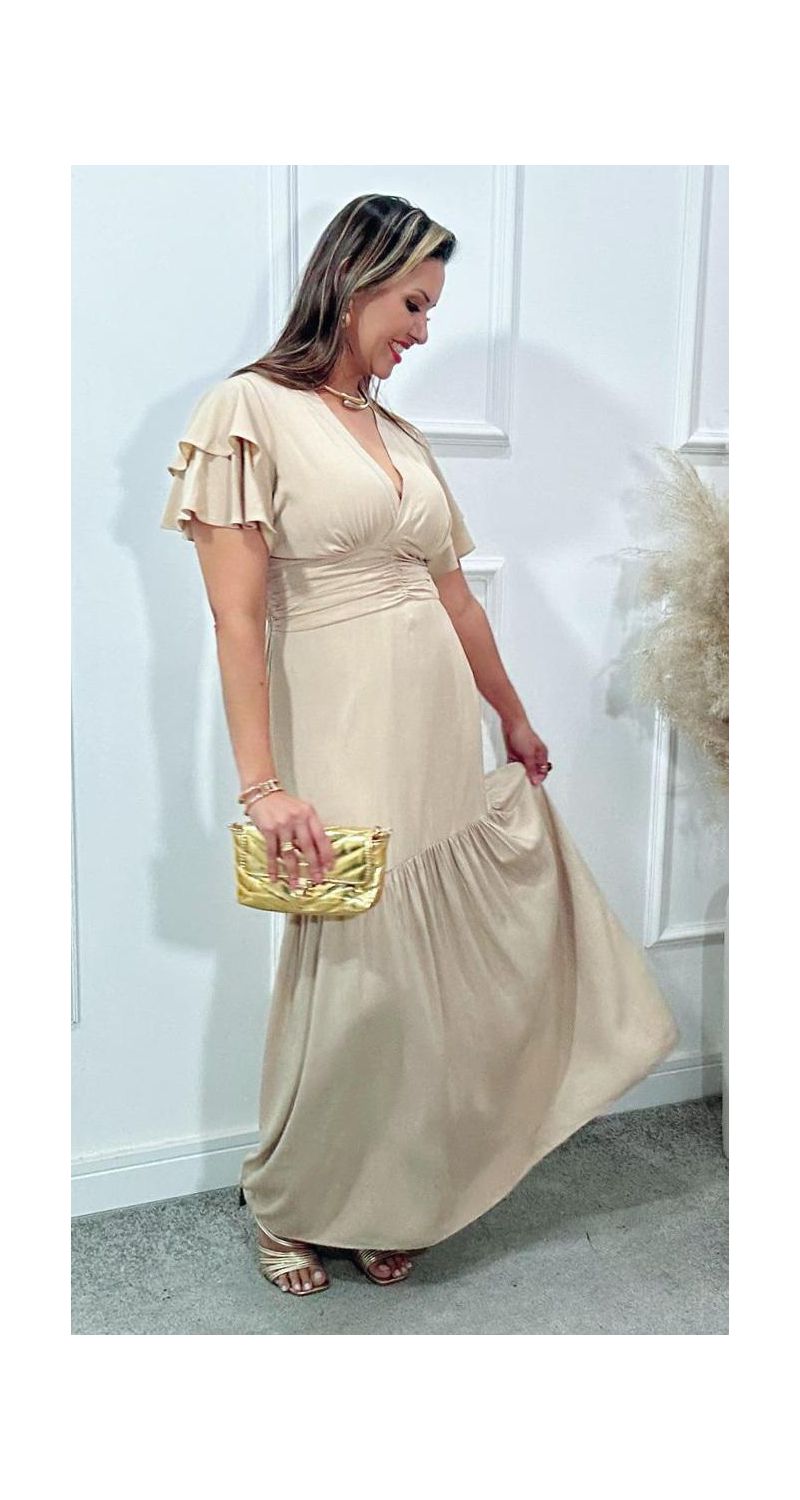Vestido Estela manga dupla babados Ref:3429