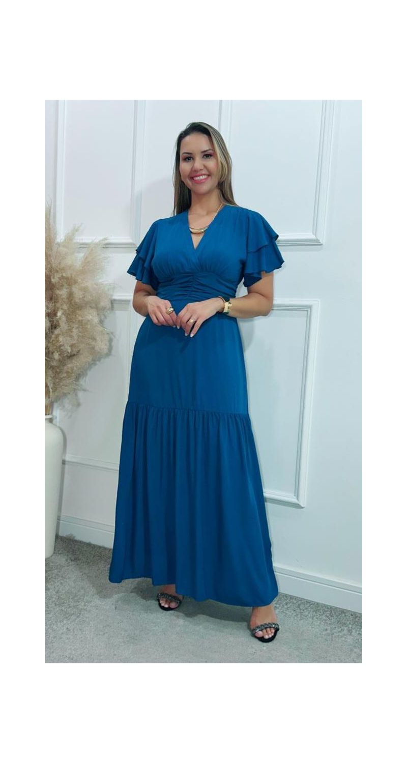 Vestido Estela manga dupla babados Ref:3429