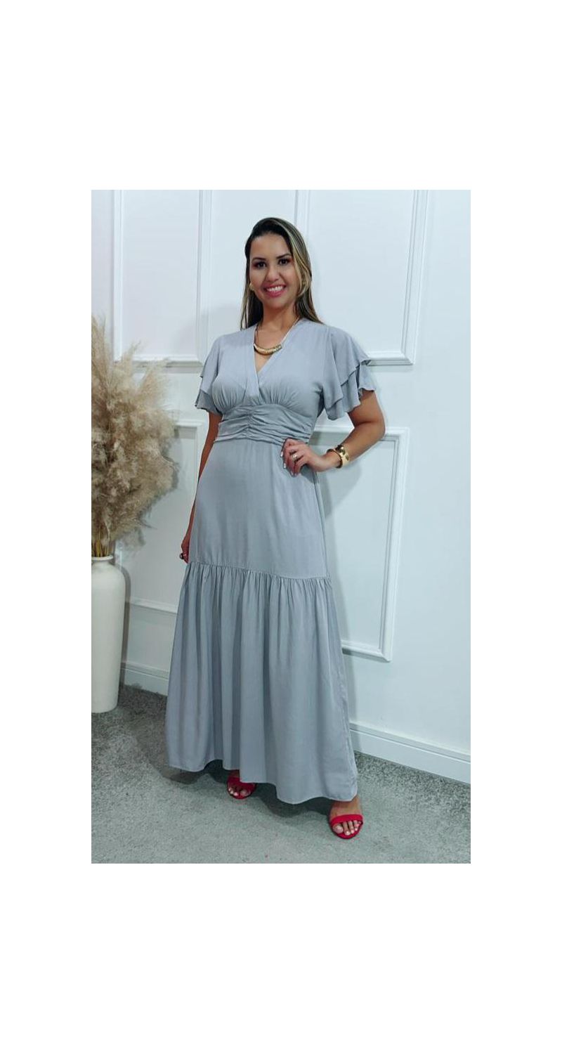 Vestido Estela manga dupla babados Ref:3429