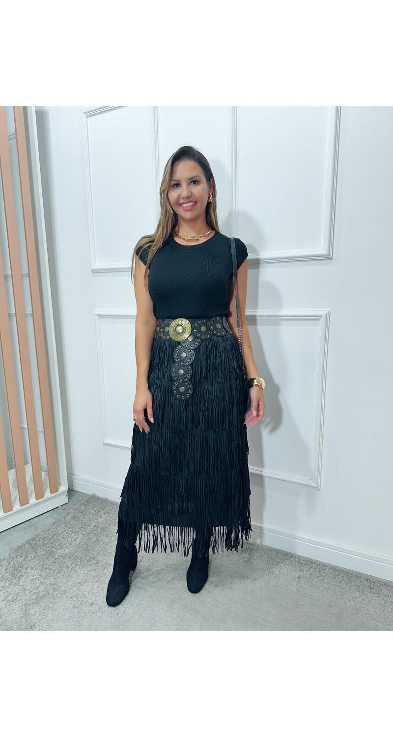 Saia midi Amanda franjas Ref:3546